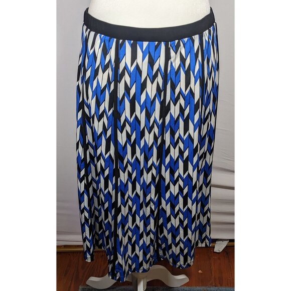 NYCC Blue White And Grey Geometric Print Skirt - Picture 5 of 5